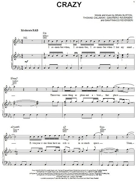 open zoom image for Crazy - Piano/Vocal/Guitar, New, Main