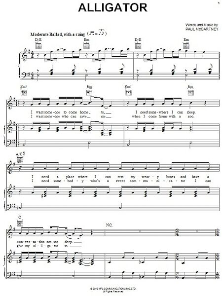 open zoom image for Alligator - Piano/Vocal/Guitar, New, Main