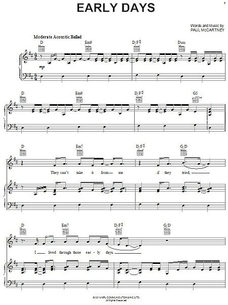 open zoom image for Early Days - Piano/Vocal/Guitar, New, Main