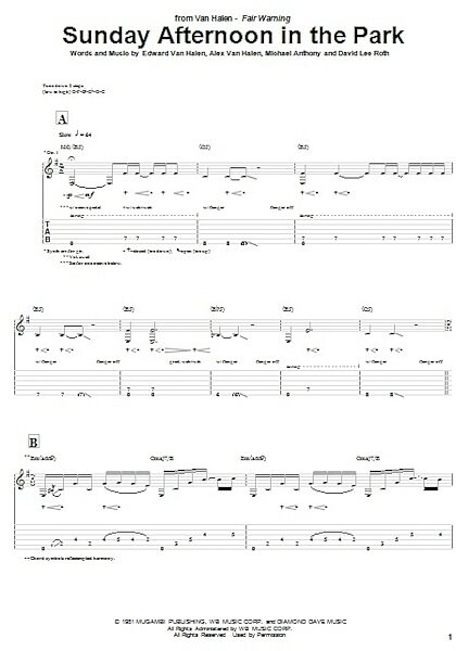 open zoom image for Sunday Afternoon In The Park - Guitar TAB, New, Main