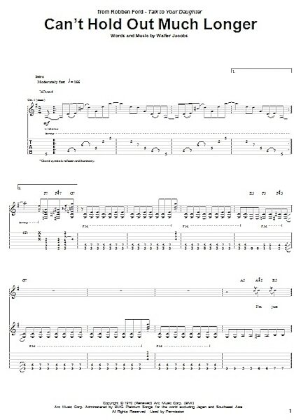 open zoom image for Can't Hold Out Much Longer - Guitar TAB, New, Main