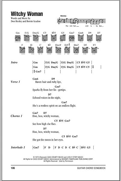 open zoom image for Witchy Woman - Guitar Chords/Lyrics, New, Main
