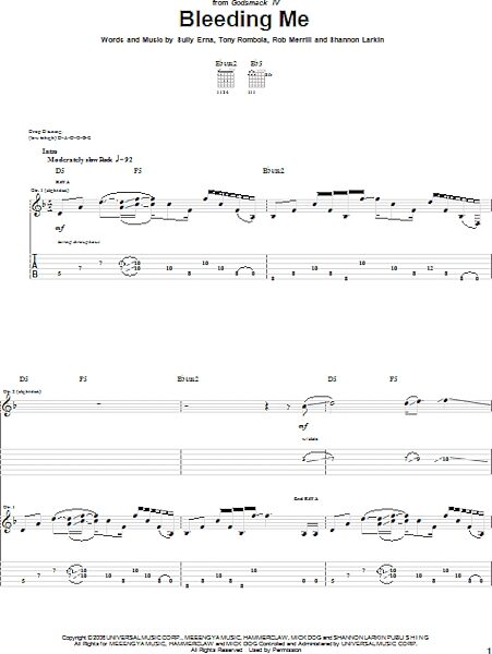 open zoom image for Bleeding Me - Guitar TAB, New, Main