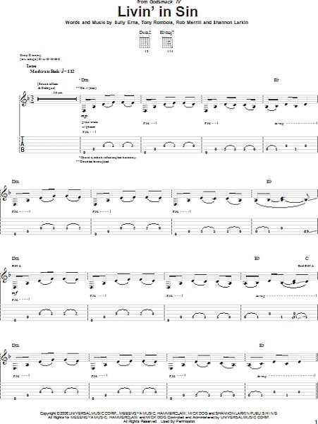 open zoom image for Livin' In Sin - Guitar TAB, New, Main