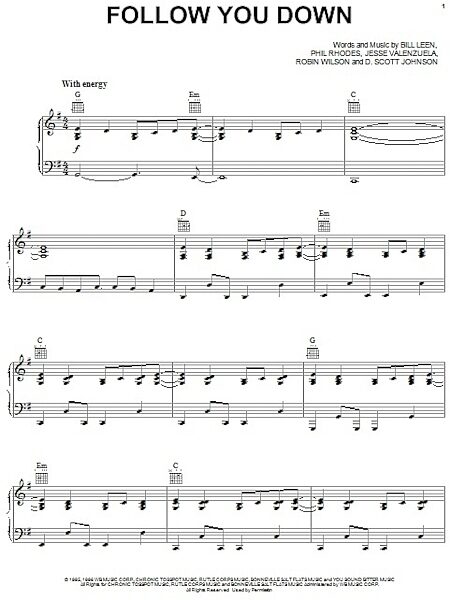 open zoom image for Follow You Down - Piano/Vocal/Guitar, New, Main
