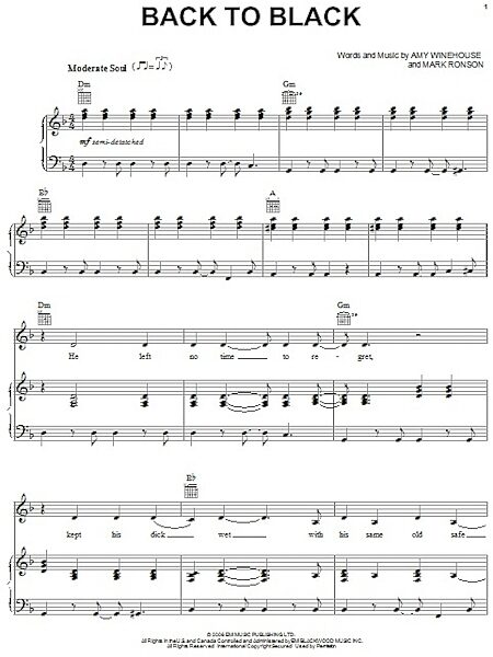 open zoom image for Back To Black - Piano/Vocal/Guitar, New, Main