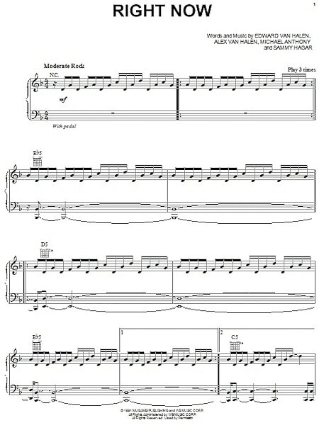 open zoom image for Right Now - Piano/Vocal/Guitar, New, Main