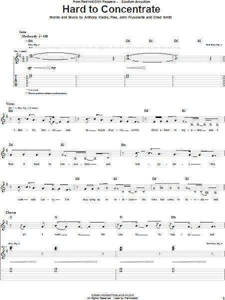 open zoom image for Hard To Concentrate - Guitar TAB, New, Main