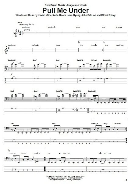 open zoom image for Pull Me Under - Bass Tab, New, Main