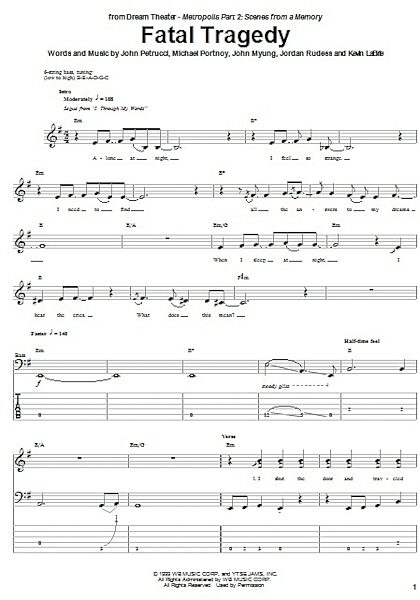 open zoom image for Fatal Tragedy - Bass Tab, New, Main