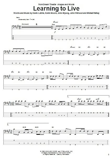 open zoom image for Learning To Live - Bass Tab, New, Main
