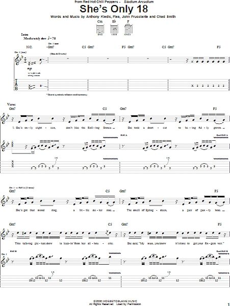 open zoom image for She's Only 18 - Guitar TAB, New, Main