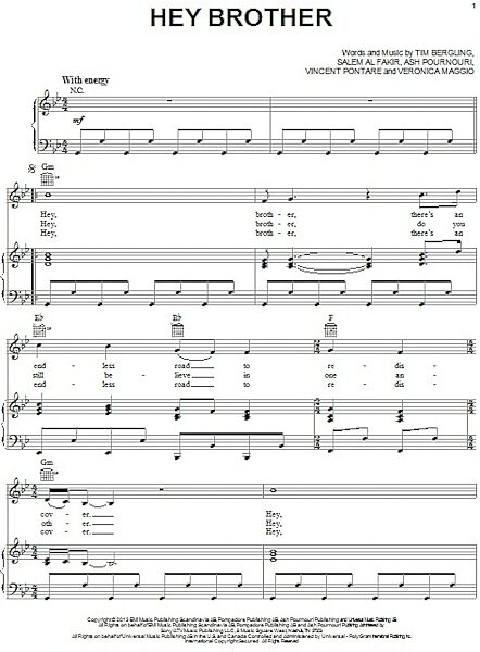 open zoom image for Hey Brother - Piano/Vocal/Guitar, New, Main