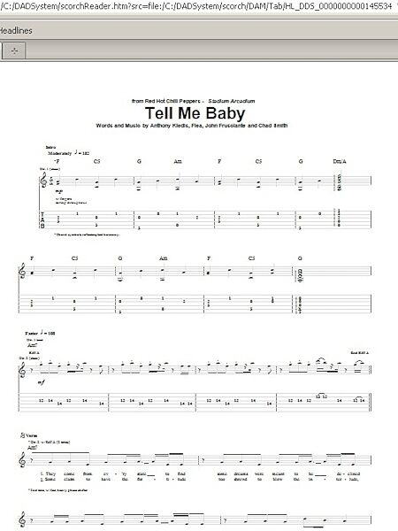 open zoom image for Tell Me Baby - Guitar TAB, New, Main