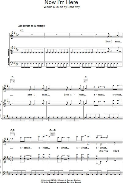 open zoom image for Now I'm Here - Piano/Vocal/Guitar, New, Main