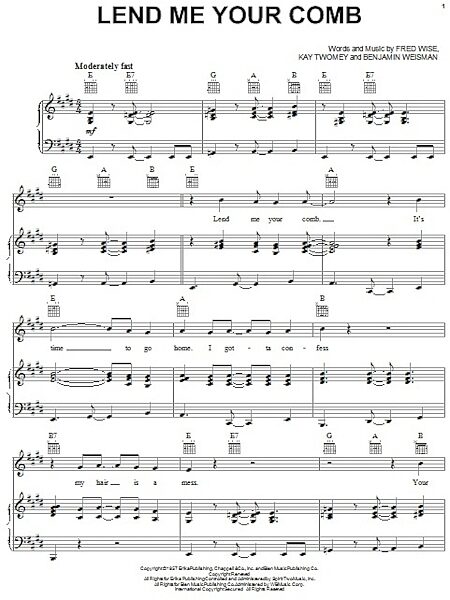 open zoom image for Lend Me Your Comb - Piano/Vocal/Guitar, New, Main