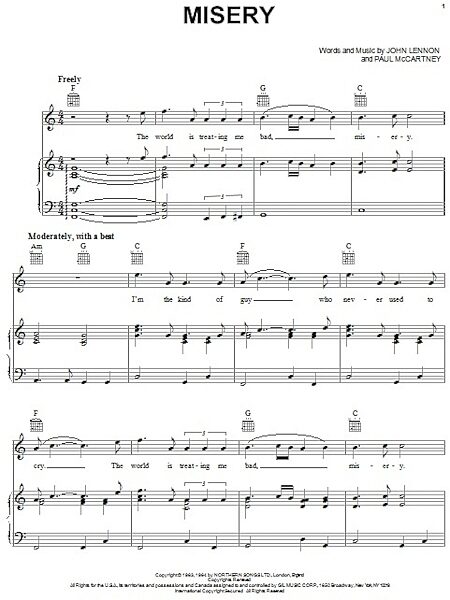 open zoom image for Misery - Piano/Vocal/Guitar, New, Main