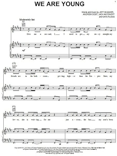 open zoom image for We Are Young - Piano/Vocal/Guitar, New, Main