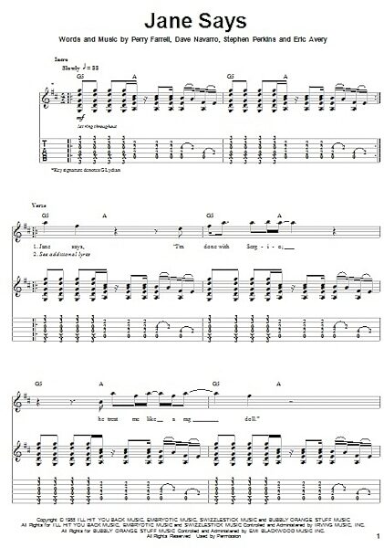 open zoom image for Jane Says - Guitar Tab Play-Along, New, Main
