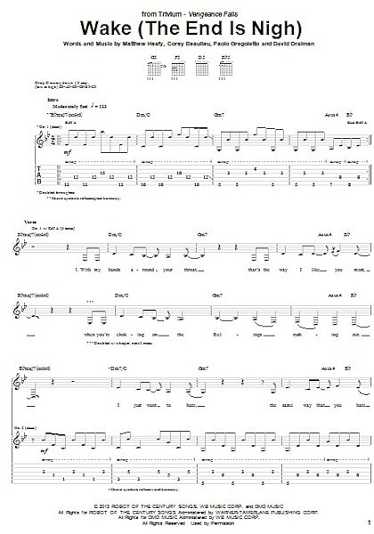 open zoom image for Wake (The End Is Nigh) - Guitar TAB, New, Main