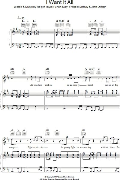 open zoom image for I Want It All - Piano/Vocal/Guitar, New, Main