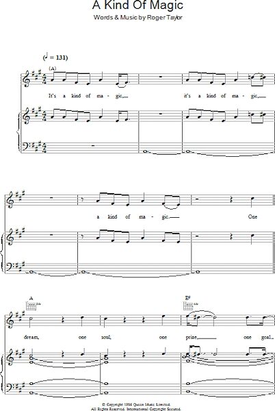 open zoom image for A Kind Of Magic - Piano/Vocal/Guitar, New, Main