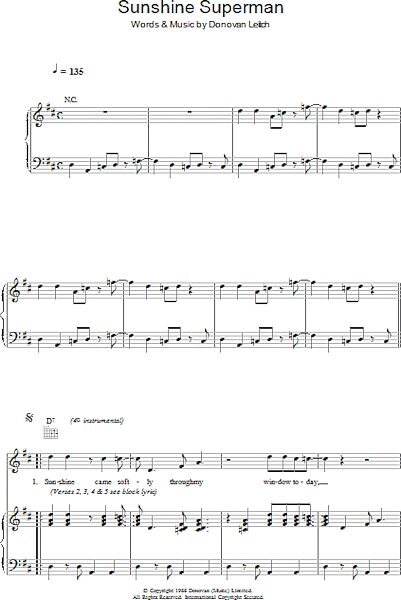 open zoom image for Sunshine Superman - Piano/Vocal/Guitar, New, Main