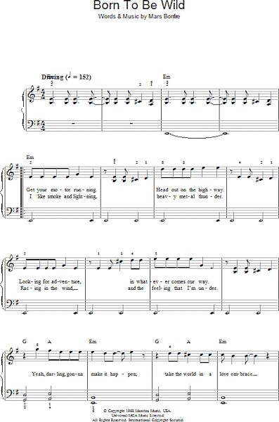 open zoom image for Born To Be Wild - Piano/Vocal/Guitar, New, Main