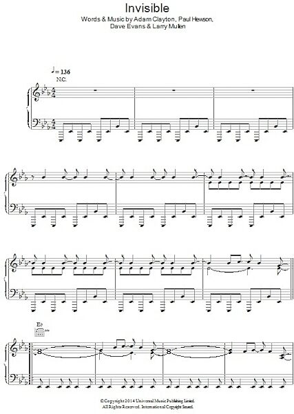 open zoom image for Invisible - Piano/Vocal/Guitar, New, Main