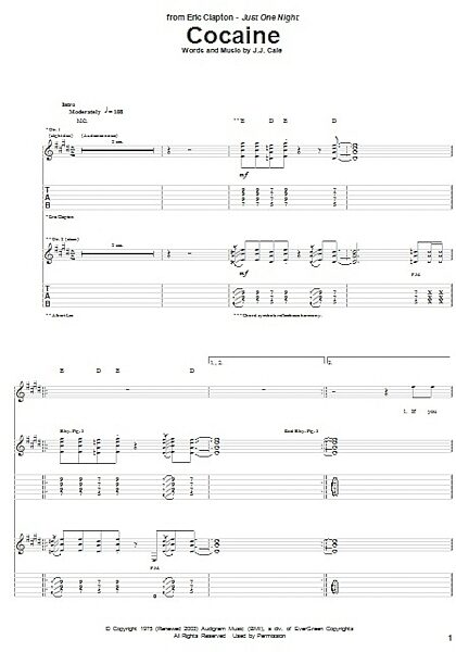 open zoom image for Cocaine - Guitar TAB, New, Main