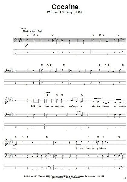 open zoom image for Cocaine - Bass Tab, New, Main