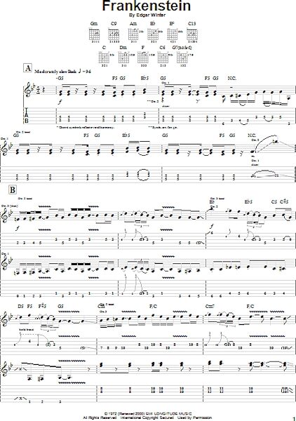 open zoom image for Frankenstein - Guitar TAB, New, Main