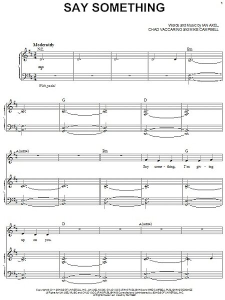open zoom image for Say Something - Piano Vocal, New, Main