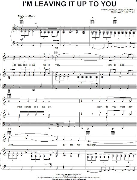 open zoom image for I'm Leaving It Up To You - Piano/Vocal/Guitar, New, Main