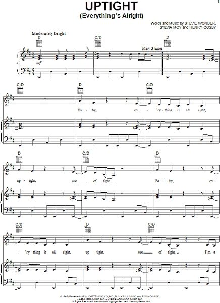open zoom image for Uptight (Everything's Alright) - Piano/Vocal/Guitar, New, Main