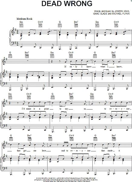 open zoom image for Dead Wrong - Piano/Vocal/Guitar, New, Main