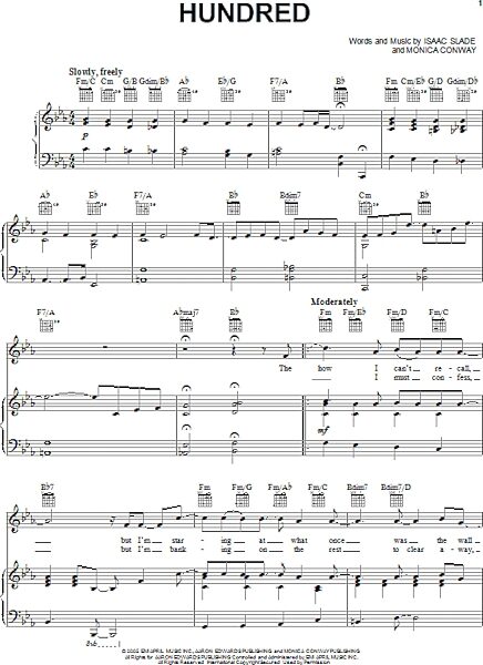 open zoom image for Hundred - Piano/Vocal/Guitar, New, Main