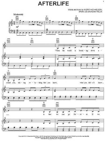 open zoom image for Afterlife - Piano/Vocal/Guitar, New, Main