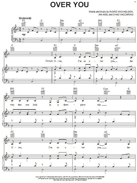 open zoom image for Over You - Piano/Vocal/Guitar, New, Main
