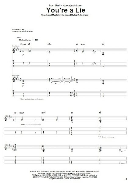 open zoom image for You're A Lie - Guitar TAB, New, Main