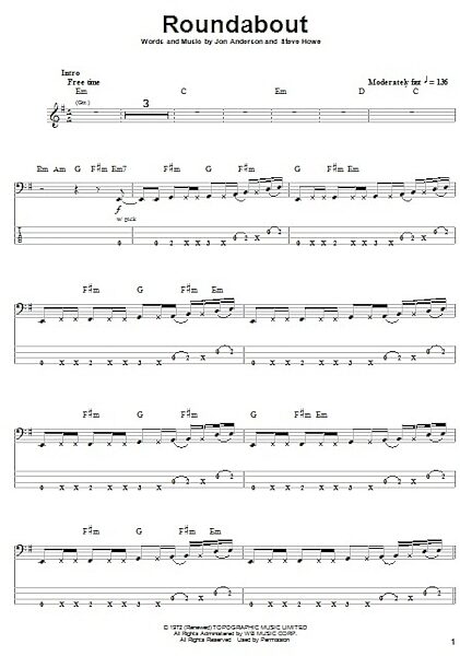 open zoom image for Roundabout - Bass Tab, New, Main