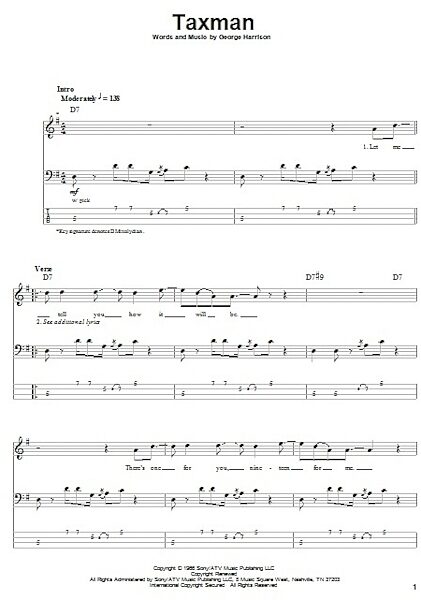 open zoom image for Taxman - Bass Tab, New, Main