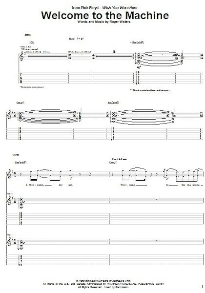 open zoom image for Welcome To The Machine - Guitar TAB, New, Main
