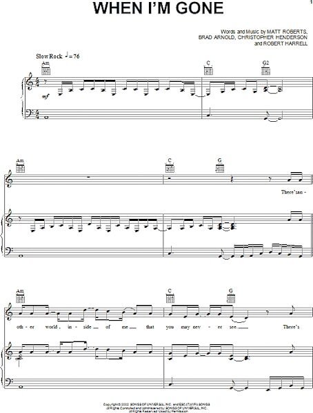 open zoom image for When I'm Gone - Piano/Vocal/Guitar, New, Main