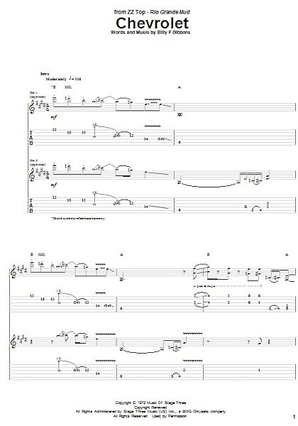 open zoom image for Chevrolet - Guitar TAB, New, Main