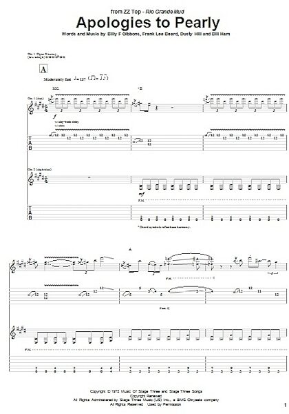 open zoom image for Apologies To Pearly - Guitar TAB, New, Main