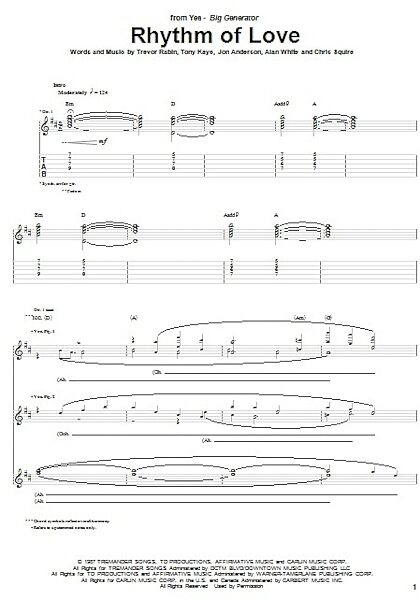 open zoom image for Rhythm Of Love - Guitar TAB, New, Main