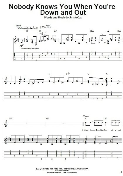 open zoom image for Nobody Knows You When You're Down And Out - Guitar Tab Play-Along, New, Main
