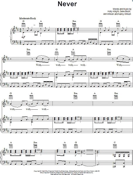 open zoom image for Never - Piano/Vocal/Guitar, New, Main