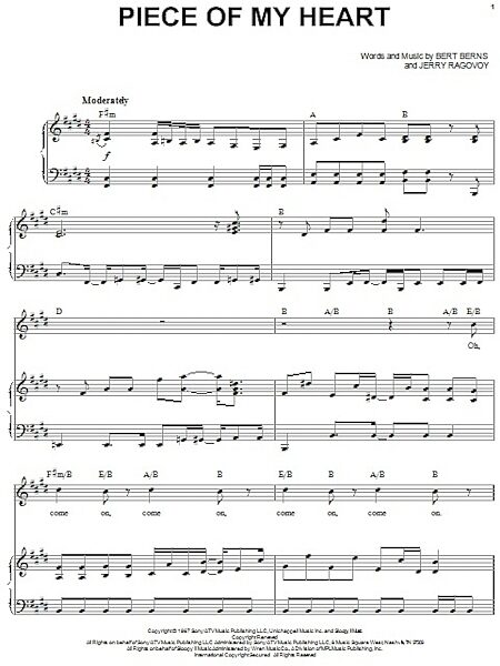 open zoom image for Piece Of My Heart - Piano Vocal, New, Main
